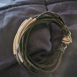 Black and stainless steel bracelet